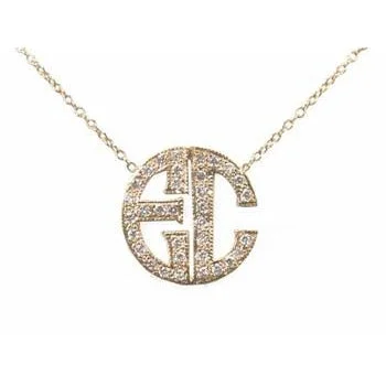 Season - End Clearance Sapphire Ring Pave Deco Initial Necklace