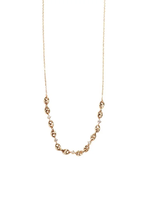 Unbeatable Savings Await Gold Cuff Bracelet PUFFED MARINER CHAIN 5 DIAMOND NECKLACE