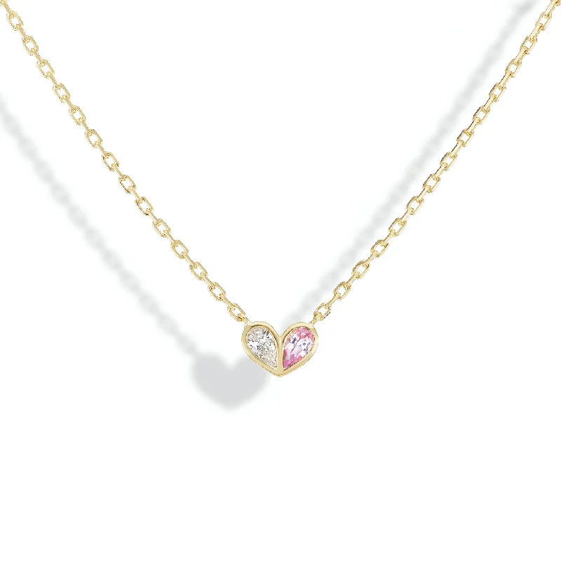 Massive Clearance Sale Beautiful Jewelry Sweetheart Necklace Diamond & Light Pink Sapphire