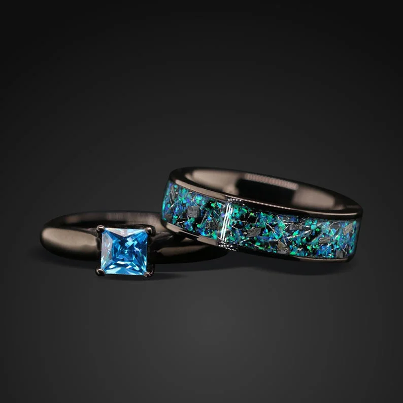 Huge Discounts, Unbeatable Offers Beaded Necklace 2 pc Meteorite Wedding Ring Set Opal Ring Set