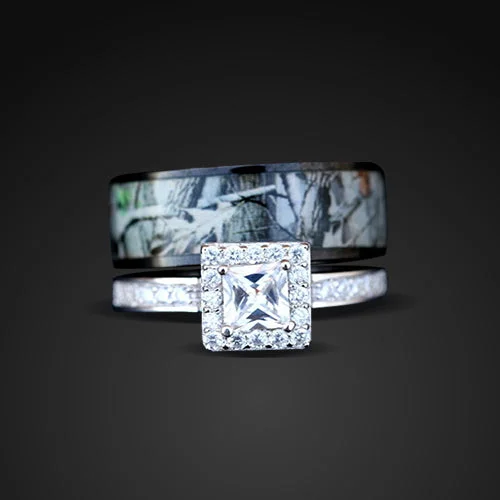 Limited - Edition Collections Now on Sale Vintage Jewelry 2 piece Camo Wedding Ring Set - Titanium and Sterling Silver Limited - Edition Collections Now on Sale Vintage Jewelry 2 piece Camo Wedding Ring Set - Titanium and Sterling Silver