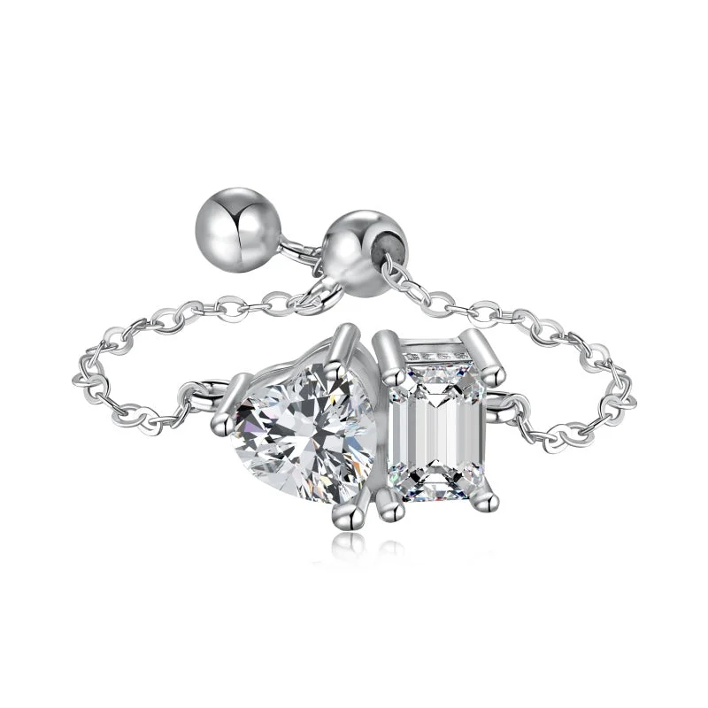 Limited Time, Unlimited Deals Classic Diamond Ring 925 Silver Heart Adjustable Ring