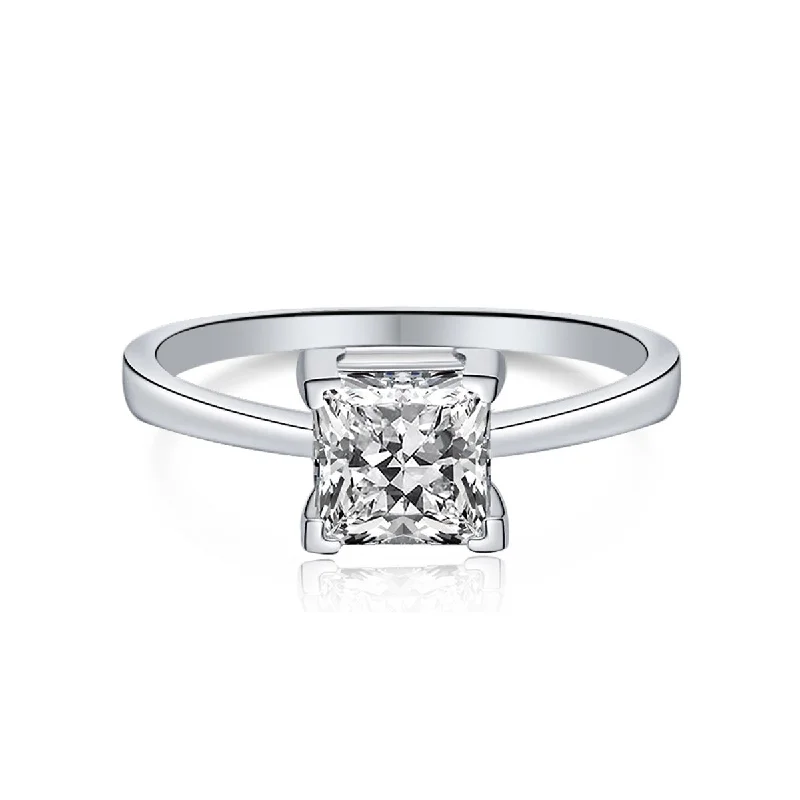 Black Friday - Style Deals All Week Long Dainty Ring Princess Cut Silver Band Ring