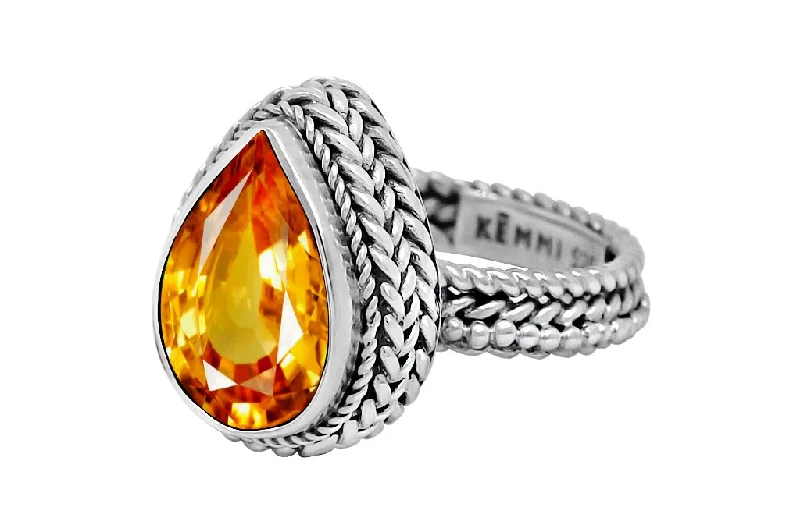 Clearance Sale, Steal Great Bargains Adjustable Ring Silver Citrine Jasmin Ring