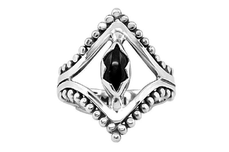 Shop Comfortably at Home Vintage Ring Silver Black Onyx Eye Ring