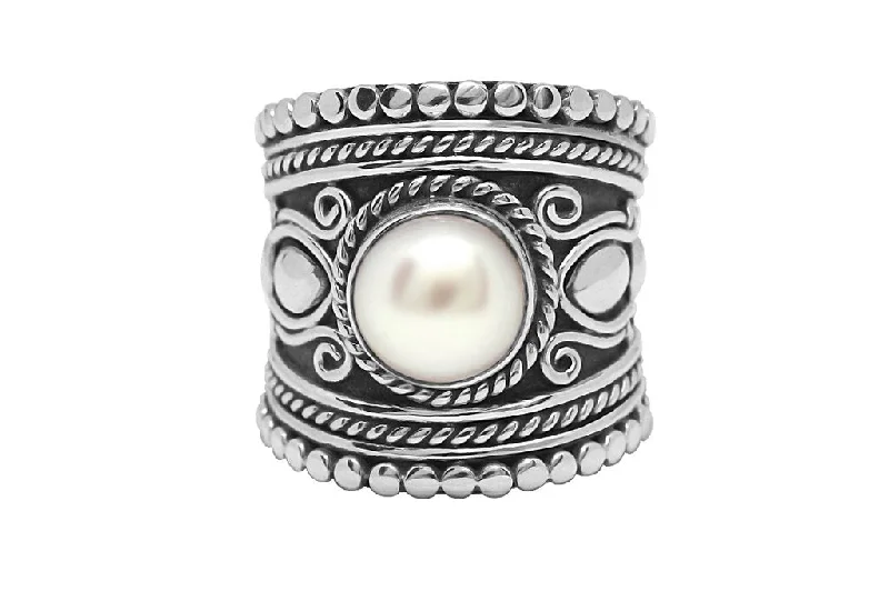 Clearance Sale Eternity Ring Silver Pearl Athena Ring