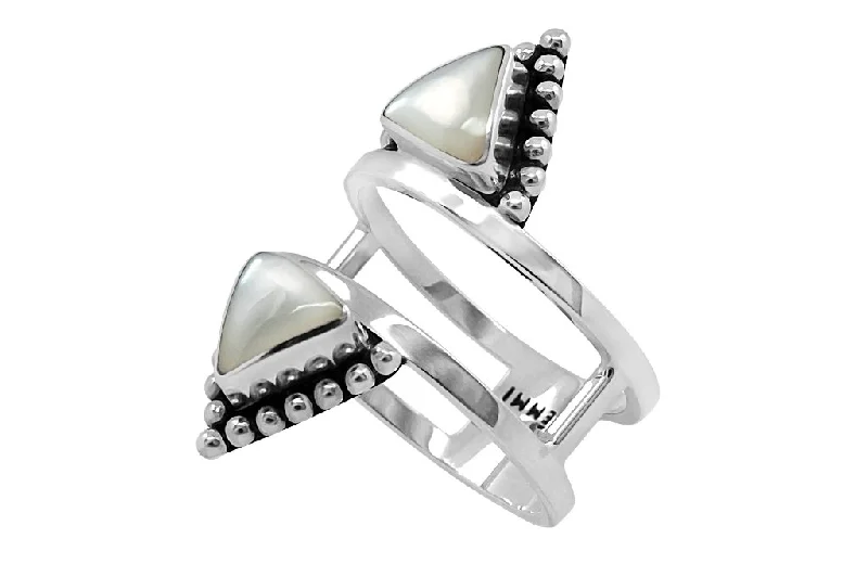 Flash Sale Stackable Jewelry Silver Mother of Pearl Triangle Ring