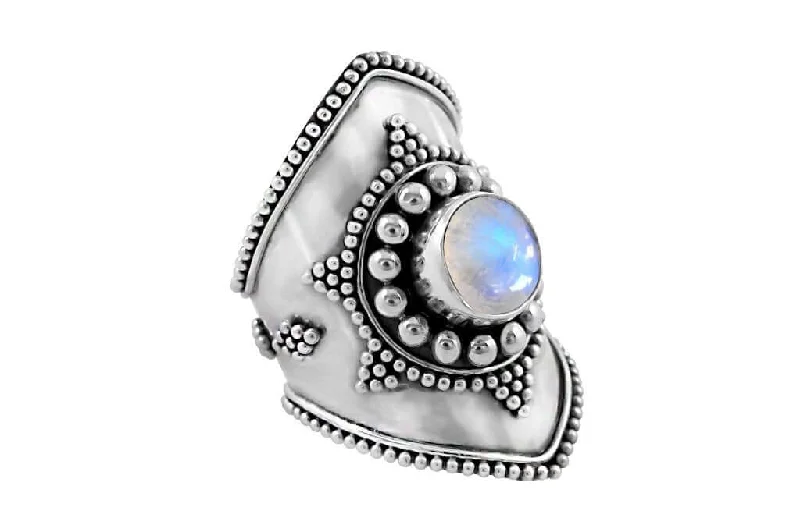 Clearance Sale Bold Statement Necklace Silver Moonstone Victoria Ring