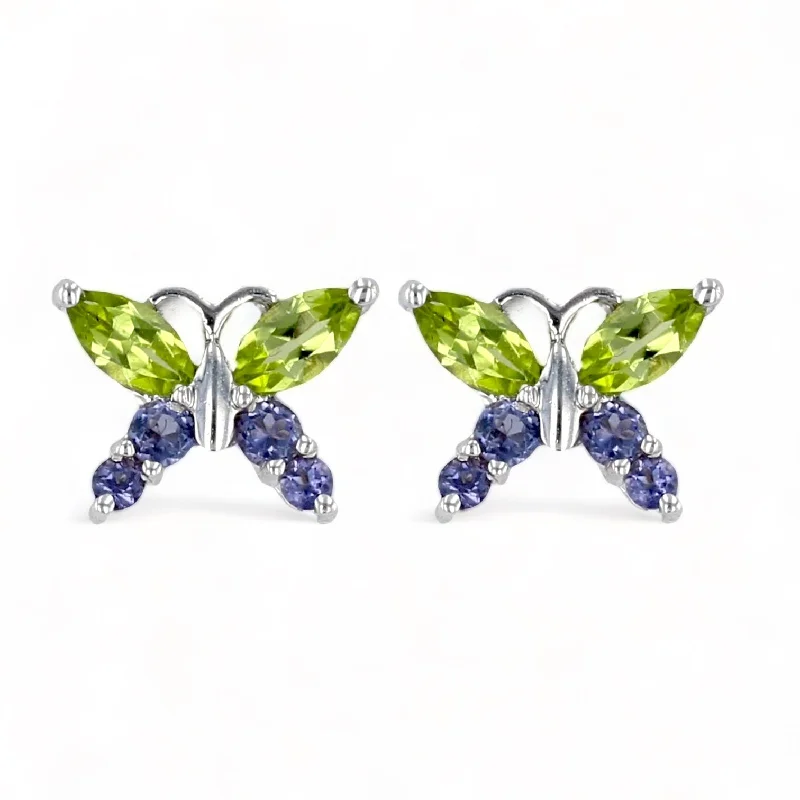 Limited Time, Unlimited Deals Pearl Earrings 10K White gold peridot and iolite butterfly studs earring-10046A Limited Time, Unlimited Deals Pearl Earrings 10K White gold peridot and iolite butterfly studs earring-10046A