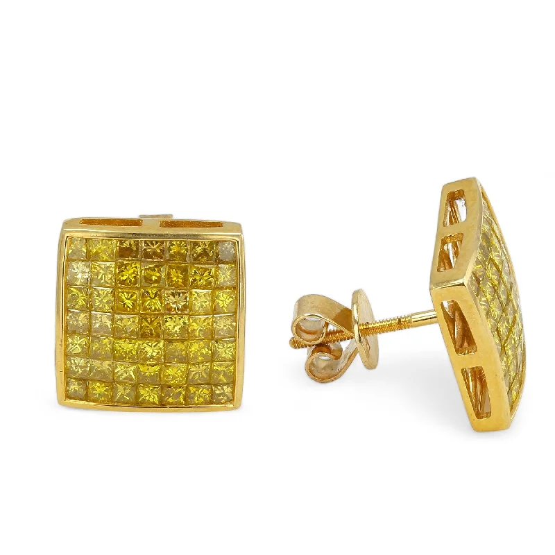 Limited - Time Offer Celestial Jewelry 10K Yellow Gold and Yellow Princess Diamond Invisible Set Bezel Square Studs-YD1156Y Limited - Time Offer Celestial Jewelry 10K Yellow Gold and Yellow Princess Diamond Invisible Set Bezel Square Studs-YD1156Y