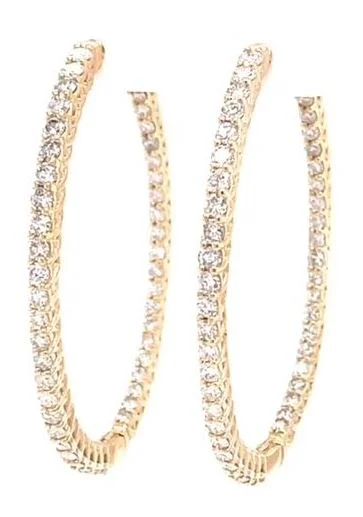 Black Friday - Style Deals All Week Long Handmade Pendant 14 Karat Yellow Large Hoop Diamonds Earrings