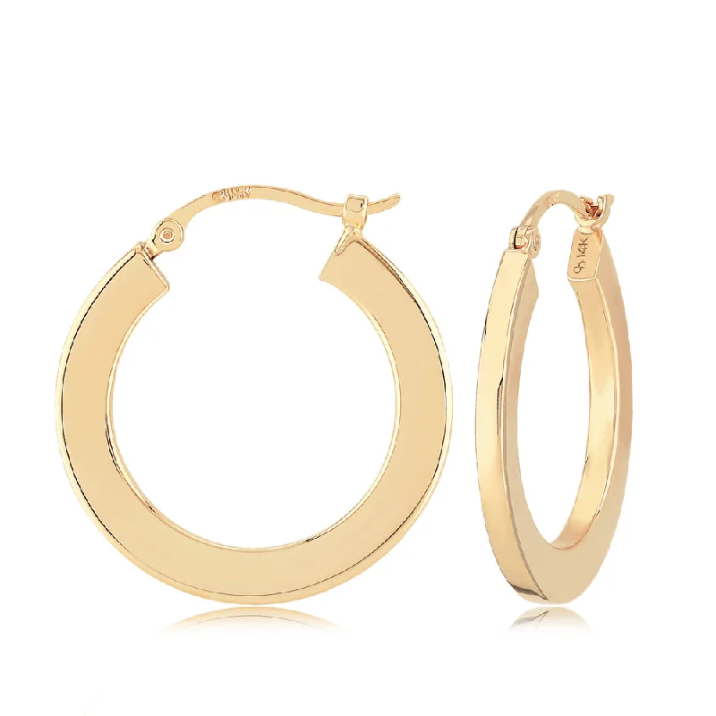 Exclusive Members - Only Sale Silver Chain 14k Gold Flat Hoop Earrings