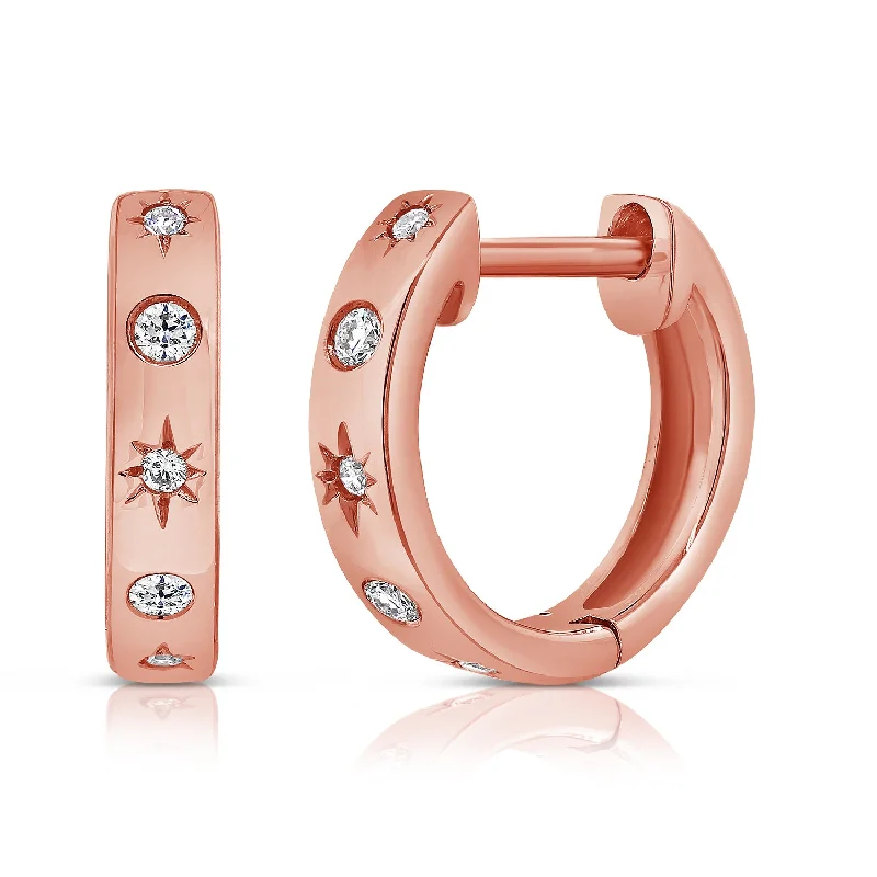 Huge Discounts, Unbeatable Offers Unique Jewelry 14K Rose Gold Diamond Star Huggie Earrings Huge Discounts, Unbeatable Offers Unique Jewelry 14K Rose Gold Diamond Star Huggie Earrings