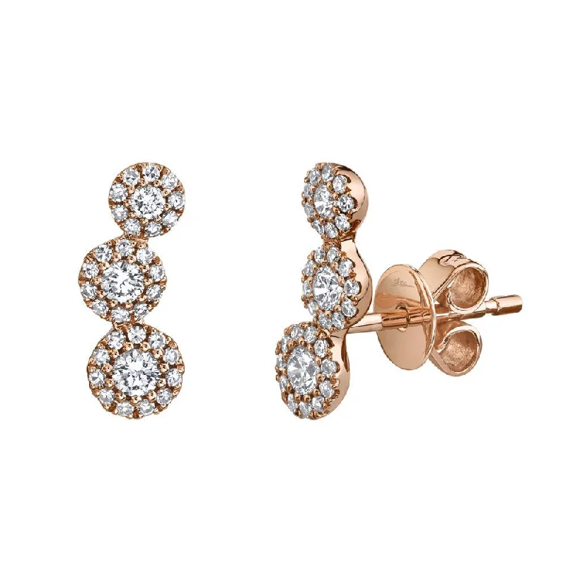 Shop Now, Save Big Bucks Infinity Ring 14K Rose Gold Diamond Triple Halo Ear Climbers
