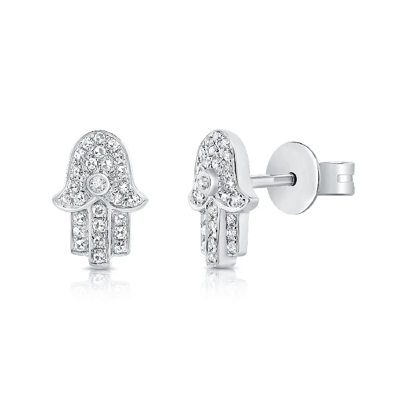 Clearance Sale, Steal Great Bargains Vintage Locket 14K White Gold Diamond Hand of God Stud Earrings Clearance Sale, Steal Great Bargains Vintage Locket 14K White Gold Diamond Hand of God Stud Earrings