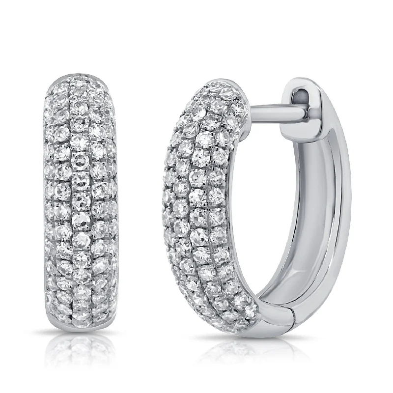 Huge Discounts, Unbeatable Offers Stackable Rings 14K White Gold Diamond Pave Huggie Earrings