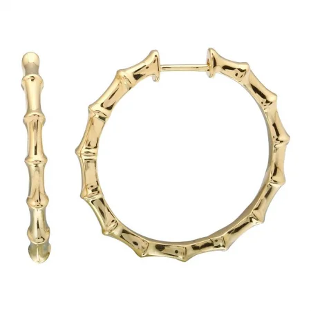 Flash Sale, Grab the Deals Fast Gold Chain 14K Yellow Gold Bamboo Hoop Earrings