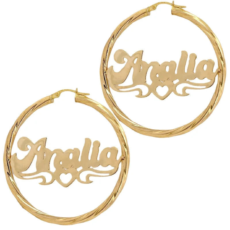 New Arrivals on Discount Cuff Bracelet 14K Yellow gold custom name hoops-407482