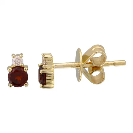 Flash Sale Adjustable Ring 14K Yellow Gold Diamond & Birthstone Mini Earrings
