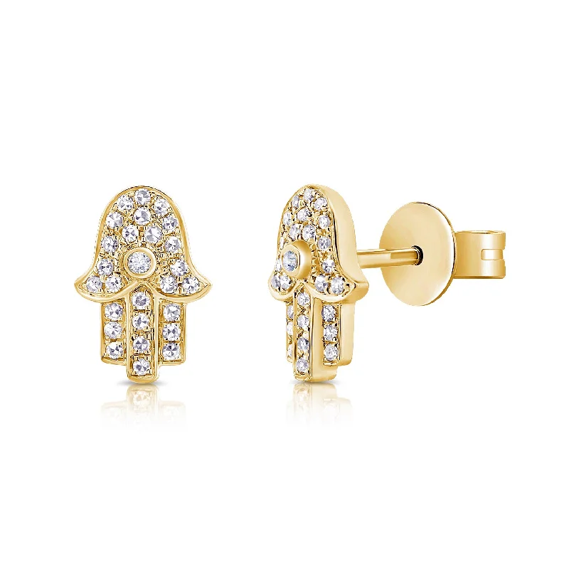 New Arrivals Bold Fashion Jewelry 14K Yellow Gold Diamond Hand of God Stud Earrings New Arrivals Bold Fashion Jewelry 14K Yellow Gold Diamond Hand of God Stud Earrings
