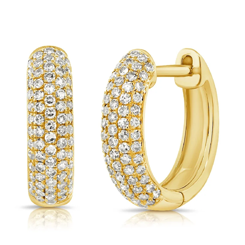 Flash Sale Gemstone Jewelry 14K Yellow Gold Diamond Pave Huggie Earrings