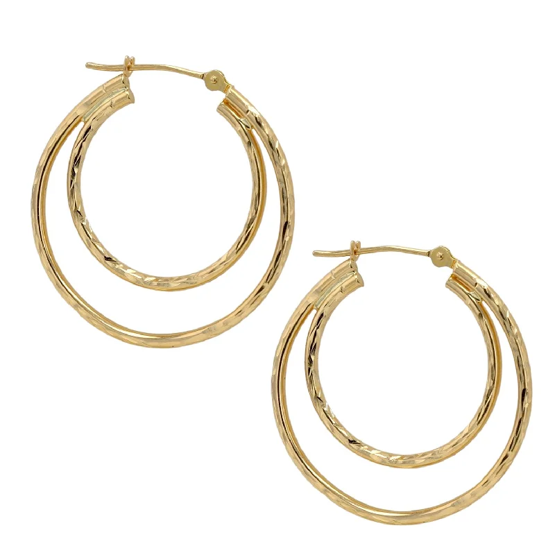 Limited - Time Offer Stylish Bracelet 14K Yellow gold double hoops-12022