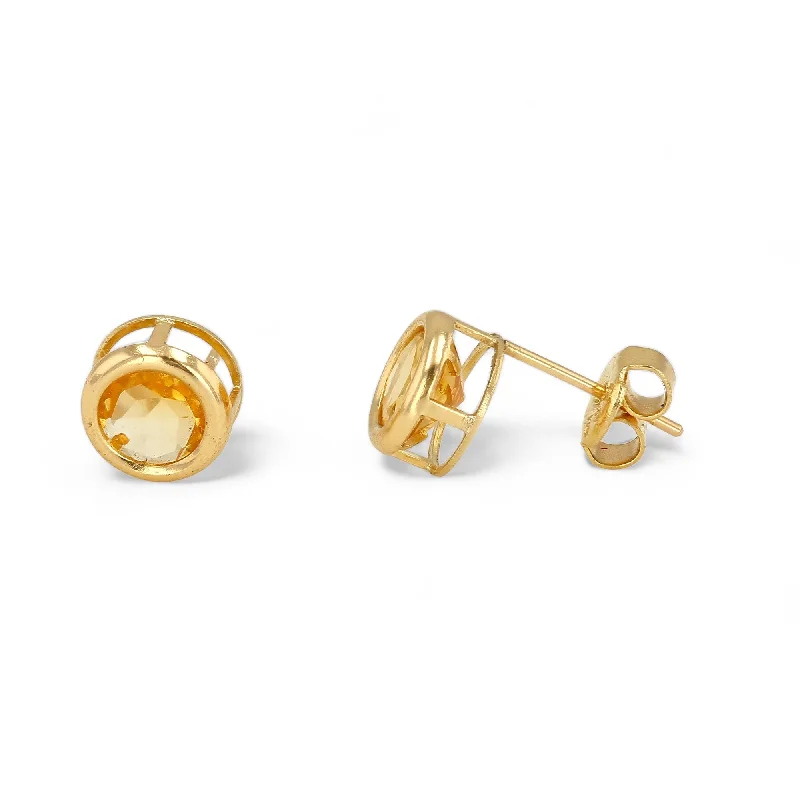 New Arrivals Crystal Bracelet 14K Yellow Gold Studs with Citrine-227630