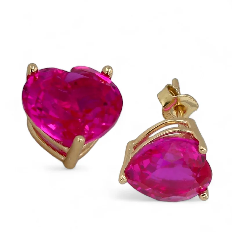 Limited - Edition Collections Now on Sale Simple Earrings 14K Yellow gold Pink sapphire heart studs-52939 Limited - Edition Collections Now on Sale Simple Earrings 14K Yellow gold Pink sapphire heart studs-52939
