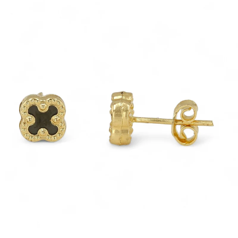 Clearance Sale, Steal Great Bargains Art Deco Necklace 14K Yellow Gold Black Enamel Clover Studs-227622 Clearance Sale, Steal Great Bargains Art Deco Necklace 14K Yellow Gold Black Enamel Clover Studs-227622