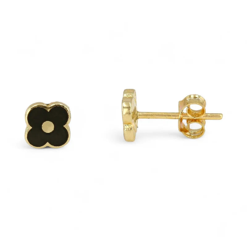 Season - End Clearance Rose Gold Bangle 14K Yellow Gold Black Enamel Studs Flowers-227624 Season - End Clearance Rose Gold Bangle 14K Yellow Gold Black Enamel Studs Flowers-227624