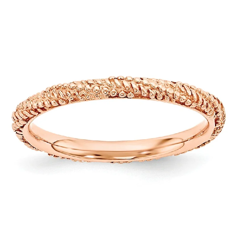 Exclusive Members - Only Sale Luxury Bracelet 2.25mm Rose Gold Tone Plated Sterling Silver Stackable Textured Band Exclusive Members - Only Sale Luxury Bracelet 2.25mm Rose Gold Tone Plated Sterling Silver Stackable Textured Band