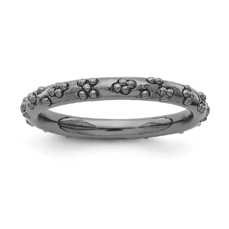Unbeatable Savings Await Beaded Necklace 2.5mm Black Plated Sterling Silver Stackable Textured Band Unbeatable Savings Await Beaded Necklace 2.5mm Black Plated Sterling Silver Stackable Textured Band