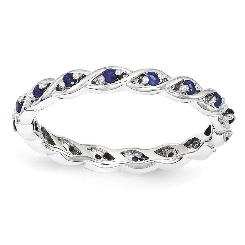 Shop Now, Save Big Bucks Designer Jewelry 2.5mm Rhodium Sterling Silver Stackable Created Sapphire Twist Band Shop Now, Save Big Bucks Designer Jewelry 2.5mm Rhodium Sterling Silver Stackable Created Sapphire Twist Band