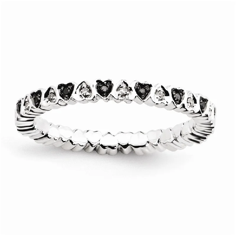 Limited - Edition Collections Now on Sale Unique Pendant 2.5mm Sterling Silver .12 Ctw Black & White Diamond Heart Stack Band Limited - Edition Collections Now on Sale Unique Pendant 2.5mm Sterling Silver .12 Ctw Black & White Diamond Heart Stack Band