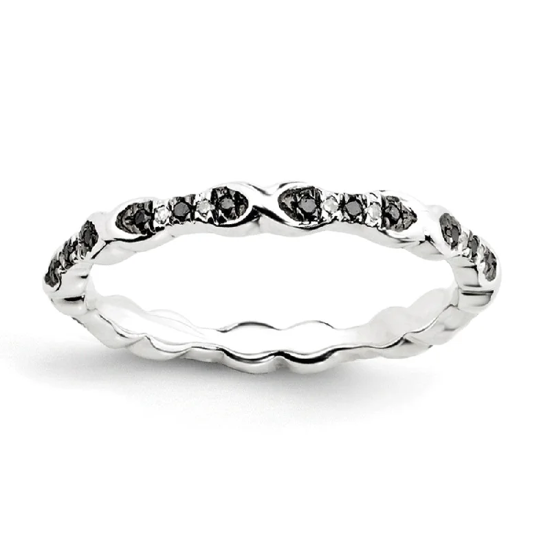 New Arrivals Classic Bracelet 2.5mm Sterling Silver Stackable 0.15Ctw H-I White & Black Diamond Band New Arrivals Classic Bracelet 2.5mm Sterling Silver Stackable 0.15Ctw H-I White & Black Diamond Band