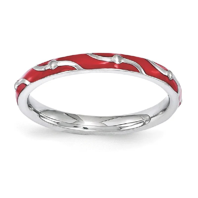 Limited - Edition Collections Now on Sale Handmade Pendant 2.5mm Sterling Silver Stackable Expressions Red Enamel Band Limited - Edition Collections Now on Sale Handmade Pendant 2.5mm Sterling Silver Stackable Expressions Red Enamel Band