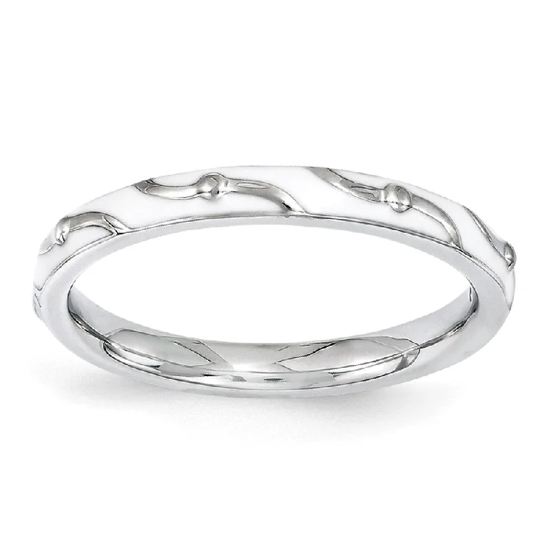 Don't Miss Your Chance Opal Earrings 2.5mm Sterling Silver Stackable Expressions White Enamel Band Don't Miss Your Chance Opal Earrings 2.5mm Sterling Silver Stackable Expressions White Enamel Band