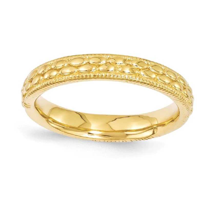 Clearance Sale, Steal Great Bargains Solitaire Ring 3.5mm 14k Yellow Gold Plated Sterling Silver Stackable Patterned Band Clearance Sale, Steal Great Bargains Solitaire Ring 3.5mm 14k Yellow Gold Plated Sterling Silver Stackable Patterned Band
