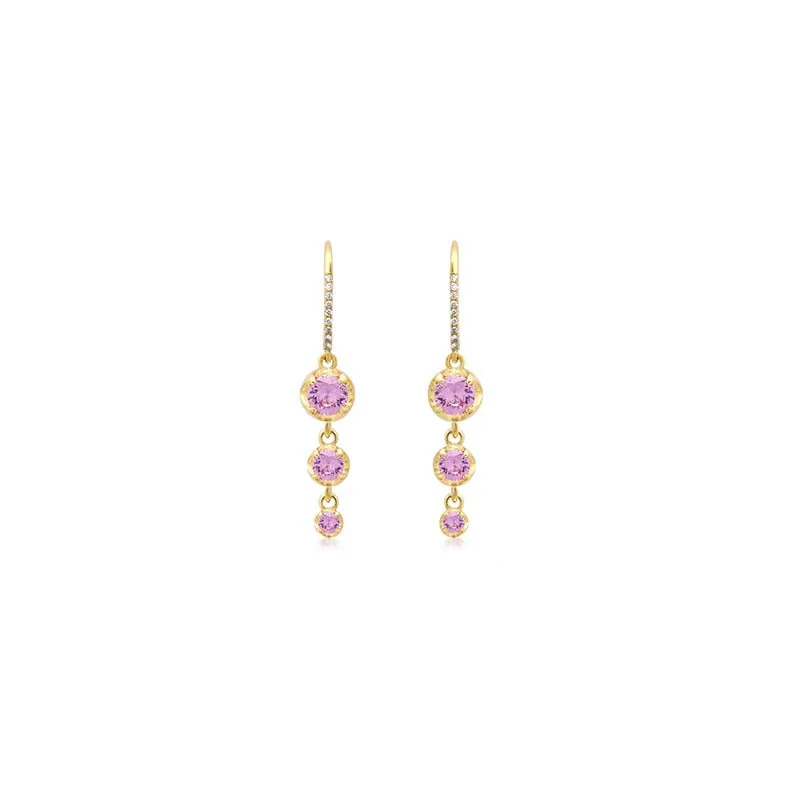 Shop Now, Save Big Bucks Dangle Earrings 3 Graduated Illusion Set Pink Sapphire Earrings Shop Now, Save Big Bucks Dangle Earrings 3 Graduated Illusion Set Pink Sapphire Earrings
