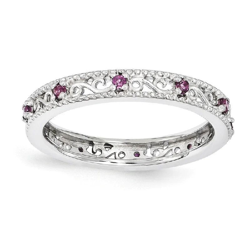 Limited Time, Unlimited Deals Minimalist Bracelet 3mm Sterling Silver Stackable Expressions Rhodolite Garnet Scroll Band Limited Time, Unlimited Deals Minimalist Bracelet 3mm Sterling Silver Stackable Expressions Rhodolite Garnet Scroll Band