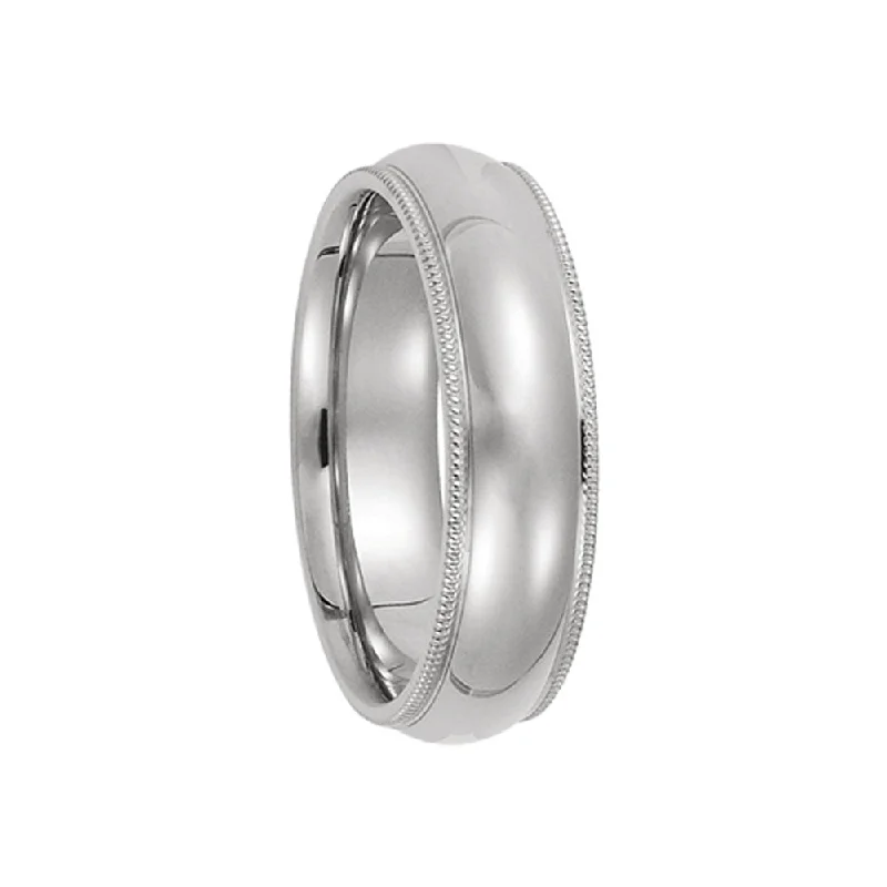 Flash Sale, Grab the Deals Fast Handmade Bracelet 6mm Milgrain Edge Comfort Fit Domed Band in 14k White Gold Flash Sale, Grab the Deals Fast Handmade Bracelet 6mm Milgrain Edge Comfort Fit Domed Band in 14k White Gold