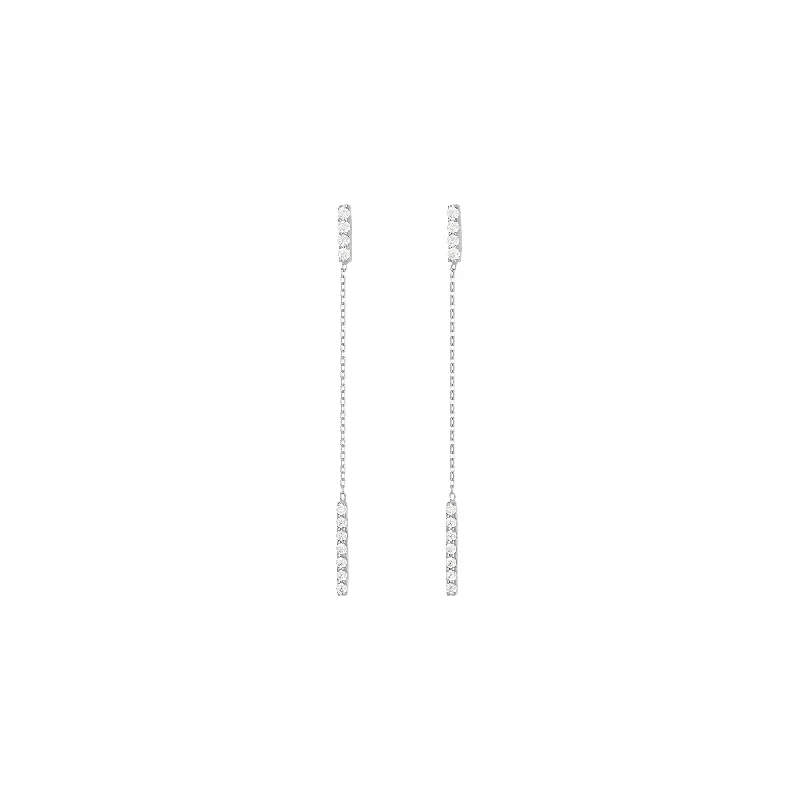 Black Friday - Style Deals All Week Long Hanging Bar 18K Whitegold Earring w. Diamonds