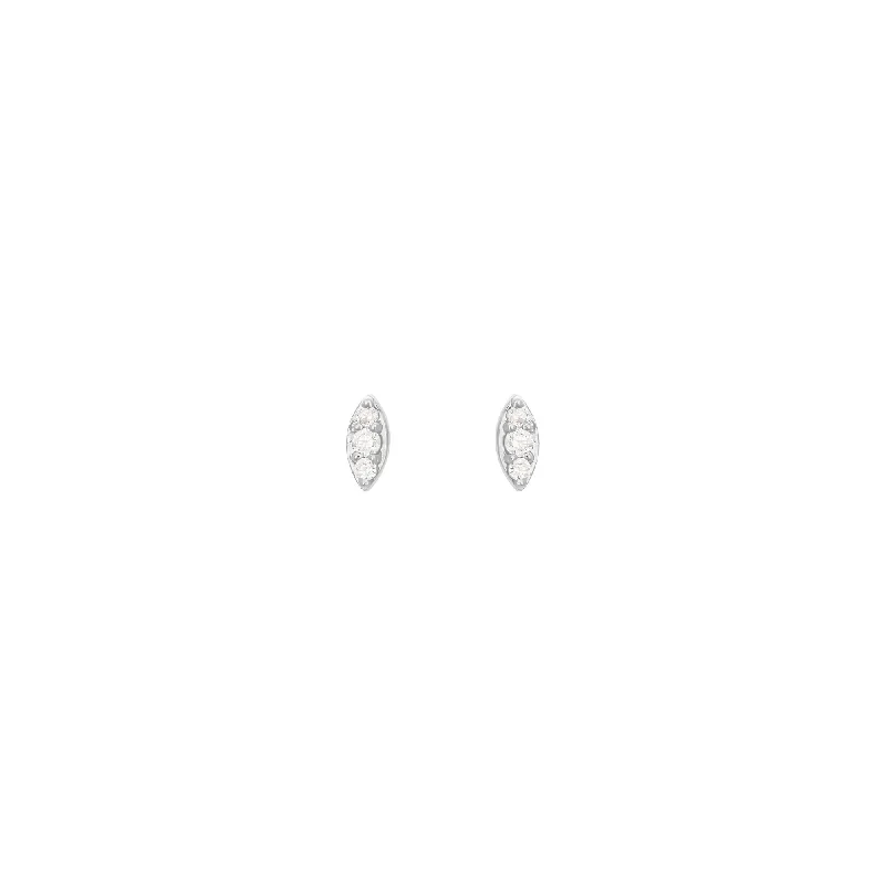 Clearance Sale Marquise 18K Whitegold Stud w. Diamond