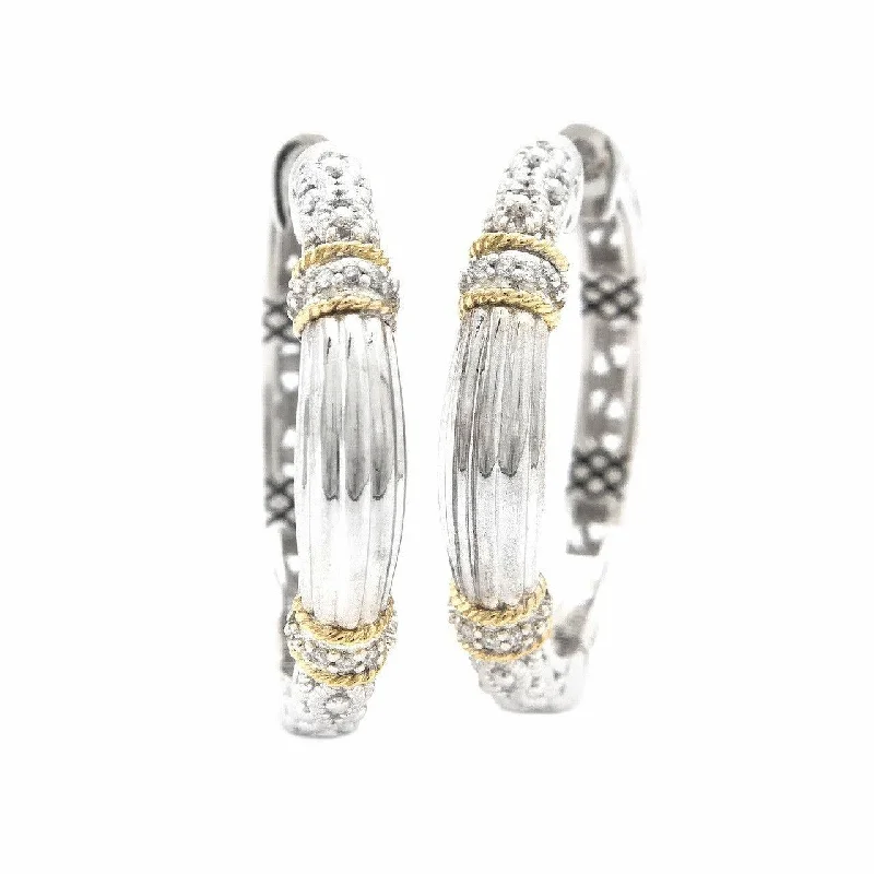 Big Savings, Big Smiles Adjustable Bracelet Andrea Candela - Fluted Two Tone Silver & 18kt YG Hoops- La Corona Collection Big Savings, Big Smiles Adjustable Bracelet Andrea Candela - Fluted Two Tone Silver & 18kt YG Hoops- La Corona Collection