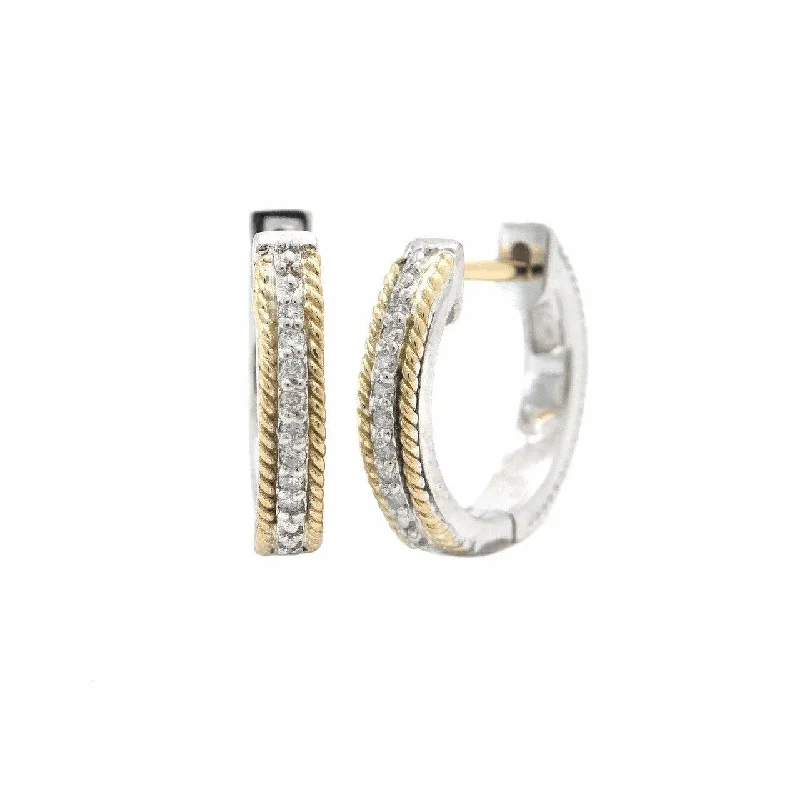 Exclusive Members - Only Sale Gold Earrings Andrea Candela Sterling Silver Diamond & 18kt YG Hoop Earrings - Mantilla Collection
