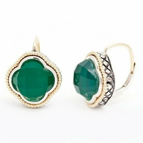 Be the First to Rock the Latest Trends Bold Earrings Andrea Candela - Clover Green Agate Earrings - Trebol Collection Be the First to Rock the Latest Trends Bold Earrings Andrea Candela - Clover Green Agate Earrings - Trebol Collection