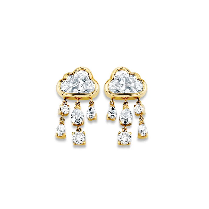 Shop Comfortably at Home Birthstone Pendant Baby Diamond Rain Cloud Earrings