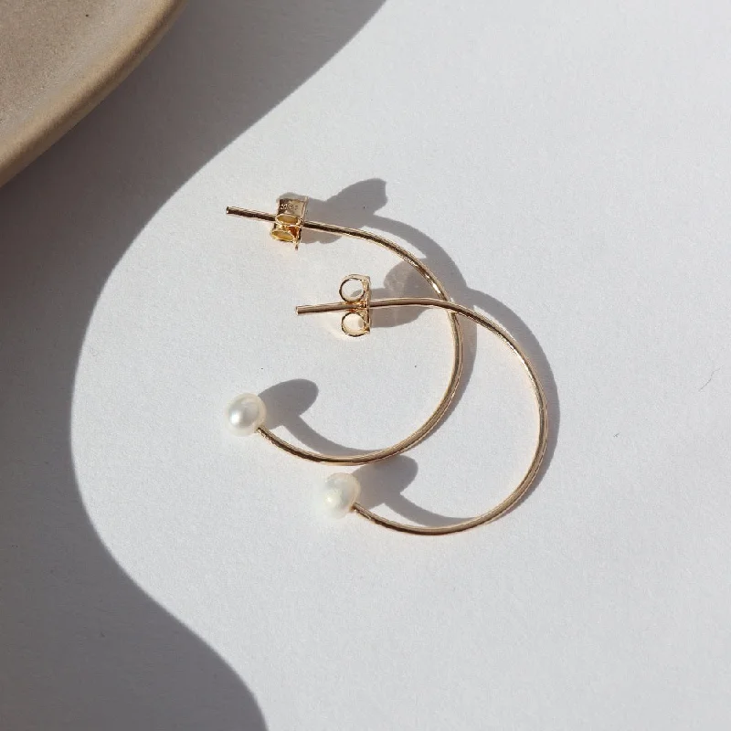 Don't Miss Your Chance Gemstone Earrings Balanced Pearl Hoops