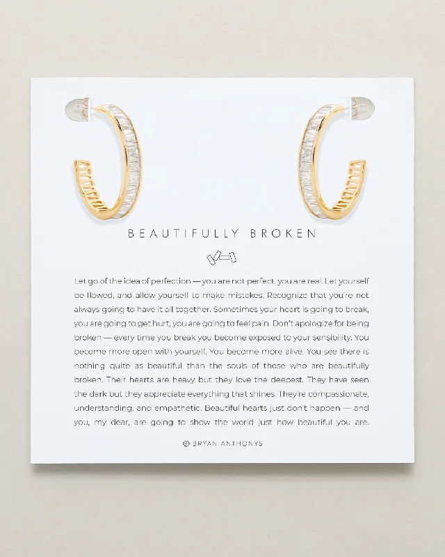 Big Savings, Big Smiles Silver Hoop Earrings Beautifully Broken Baguette Midi Hoop Earrings Big Savings, Big Smiles Silver Hoop Earrings Beautifully Broken Baguette Midi Hoop Earrings