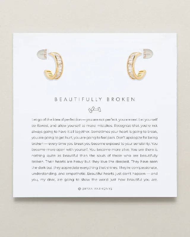 Limited - Time Offer Dainty Necklace Beautifully Broken Baguette Mini Hoop Earrings